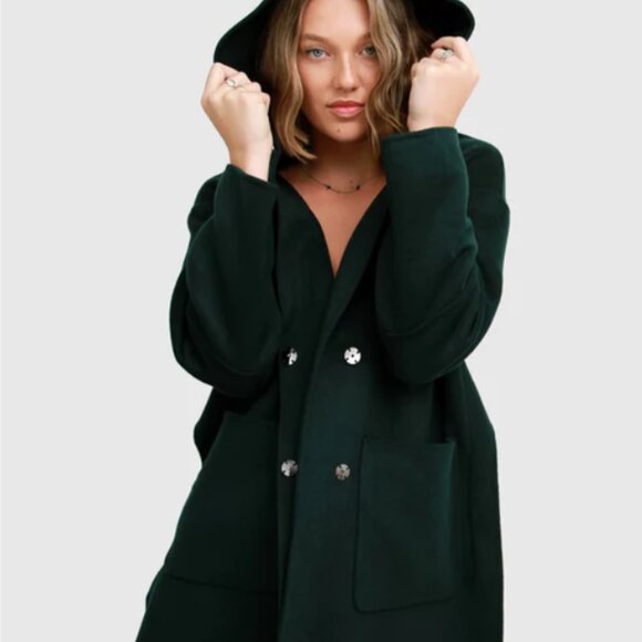 Belle & Bloom Jackets & Blazers - Belle & Bloom Walk This Way Wool Blend Oversized Coat Womens Medium Dark Green